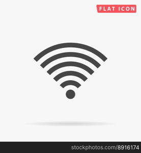 Wireless Network. Simple flat black symbol with shadow on white background. Vector illustration pictogram
