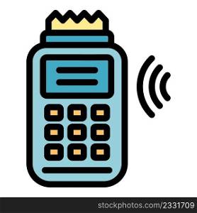 Wireless payment icon. Outline wireless payment vector icon color flat isolated. Wireless payment icon color outline vector