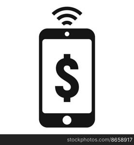 Wireless payment icon simple vector. Cash mobile. Bank receive. Wireless payment icon simple vector. Cash mobile