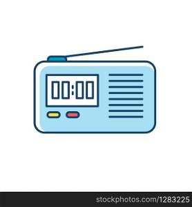 Wireless radio set RGB color icon. Portable electronic receiver. Signal transmitting apparatus. Compact receiving system. Mobile device. Technology. Isolated vector illustration