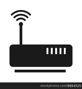 Wireless router for internet network in silhouette vector icon