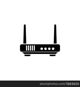Wireless Router, Networking Wifi Modem. Flat Vector Icon illustration. Simple black symbol on white background. Wireless Router, Network Wifi Modem sign design template for web and mobile UI element. Wireless Router, Wifi Modem Flat Vector Icon