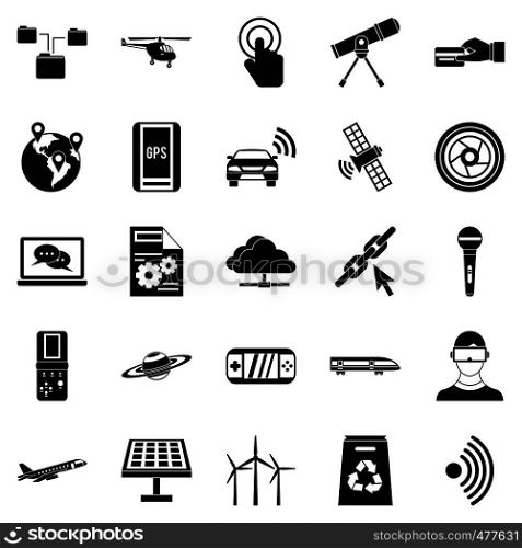 Wireless technology icons set. Simple set of 25 wireless technology vector icons for web isolated on white background. Wireless technology icons set, simple style