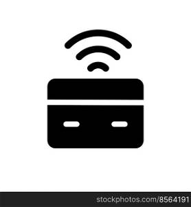 Wireless transfer money black glyph ui icon. Transmit cash online. E commerce. User interface design. Silhouette symbol on white space. Solid pictogram for web, mobile. Isolated vector illustration. Wireless transfer money black glyph ui icon