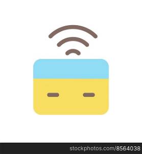 Wireless transfer money flat color ui icon. Transmitting cash electronically. Online marketplace. Simple filled element for mobile app. Colorful solid pictogram. Vector isolated RGB illustration. Wireless transfer money flat color ui icon