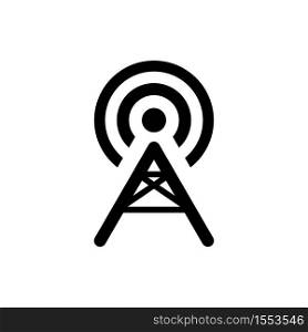 Wireless wi-fi connection transmitter antena tower broadcasting signal vector icon, isolated illustration