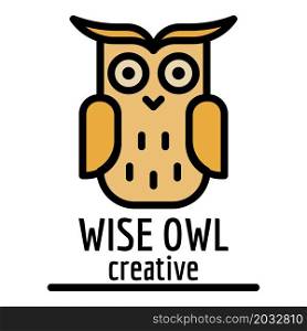 Wise owl icon. Outline wise owl vector icon color flat isolated. Wise owl icon color outline vector