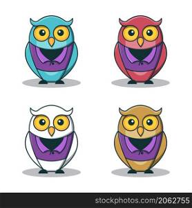 Wise Wisdom Owl Bird Teacher Education Character Cartoon Isolated