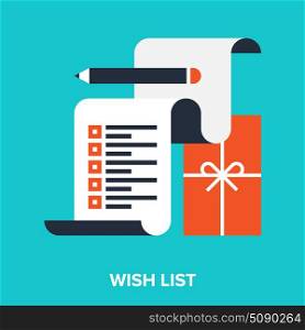 wish list. Abstract vector illustration of wish list flat design concept.