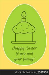Wishing happy easter to you, your family postcard with linear glyph icon. Greeting card with decorative vector design. Simple style poster with creative lineart illustration. Flyer with holiday wish . Wishing happy easter to you, your family postcard with linear glyph icon