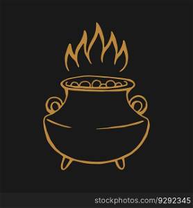 Witch cauldron. Hand drawn vector illustration.