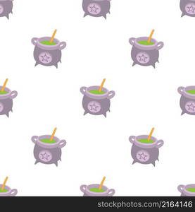 Witch cauldron with green potion pattern seamless background texture repeat wallpaper geometric vector. Witch cauldron with green potion pattern seamless vector