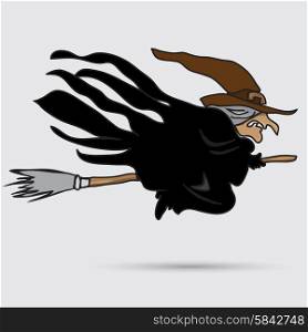 Witch flying on a broomstick
