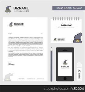 Witch hat Business Letterhead, Calendar 2019 and Mobile app design vector template