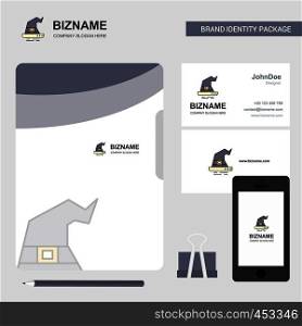 Witch hat Business Logo, File Cover Visiting Card and Mobile App Design. Vector Illustration
