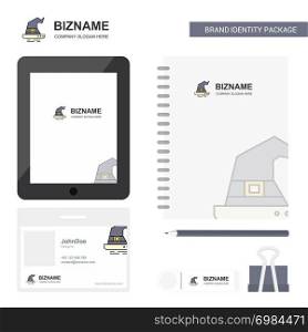 Witch hat Business Logo, Tab App, Diary PVC Employee Card and USB Brand Stationary Package Design Vector Template