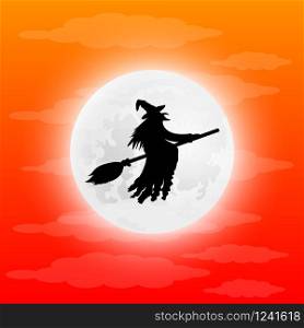 Witch on a broom halloween vector illustration. Witch on a broom