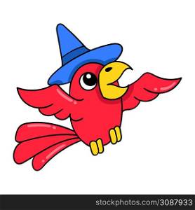 witch red bird flying into the sky