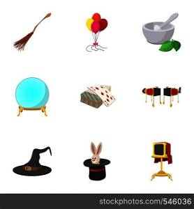 Witchcraft icons set. Cartoon illustration of 9 witchcraft vector icons for web. Witchcraft icons set, cartoon style