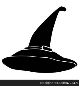 Witches hat black silhouette with buckle isolated on white background. Vector design element.. Witches hat black silhouette with buckle isolated on white background. Design element.
