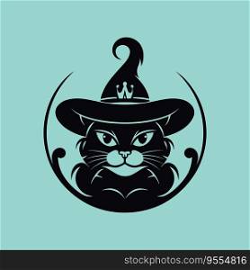 Witchy Black Cat with Crown and Jewel