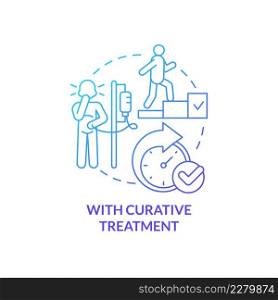 With curative treatment blue gradient concept icon. Patient help. Palliative care characteristic abstract idea thin line illustration. Isolated outline drawing. Myriad Pro-Bold fonts used. With curative treatment blue gradient concept icon