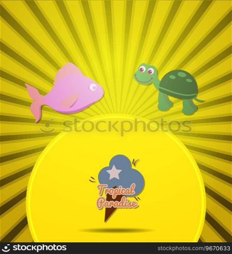 With summer and turtle Royalty Free Vector Image