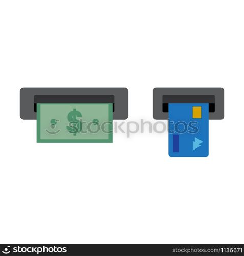Withdraw money from ATM isolated on white background. Vector illustration