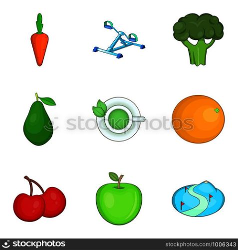 Withstand icons set. Cartoon set of 9 withstand vector icons for web isolated on white background. Withstand icons set, cartoon style