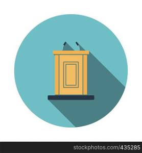 Witness stand icon. Flat Design Circle With Long Shadow. Vector Illustration.