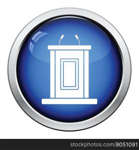 Witness stand icon. Glossy button design. Vector illustration.