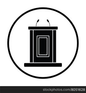 Witness stand icon. Thin circle design. Vector illustration.
