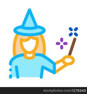 Wizard Woman Icon Vector. Outline Wizard Woman Sign. Color Isolated Contour Symbol Illustration. Wizard Woman Icon Vector Outline Illustration