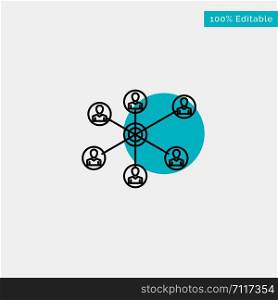 Wlan, Internet, Social, Group turquoise highlight circle point Vector icon