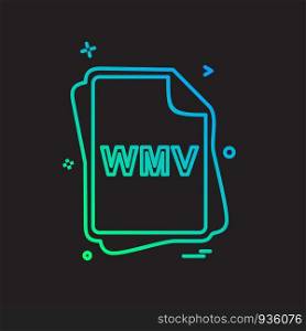 WMV file type icon design vector