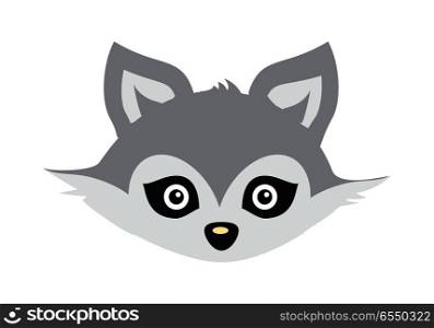 Wolf Animal Carnival Mask. Wild Gray Forest Dog.. Wolf animal carnival mask vector illustration in flat style. Wild forest dog face. Funny childish masquerade mask isolated on white. New Year masque for festivals, holiday dress code for kids