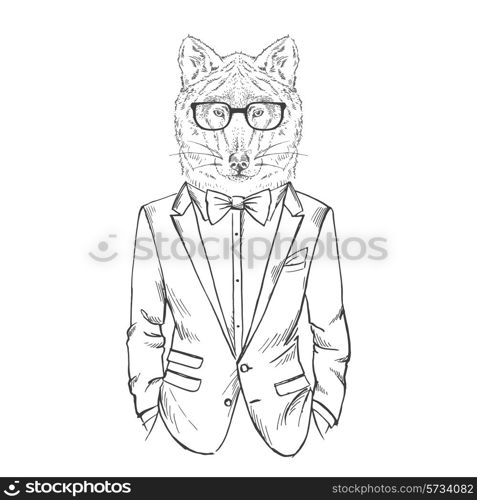 wolf dressed up in tuxedo
