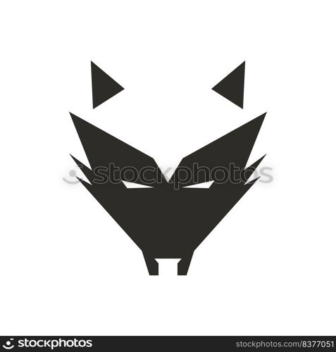 Wolf face animal vector illustration head. Wild dog icon and predator mascot beast symbol. Abstract mammal wildlife hunter emblem and coyote eye sign. Silhouette tattoo logo and black art isolated