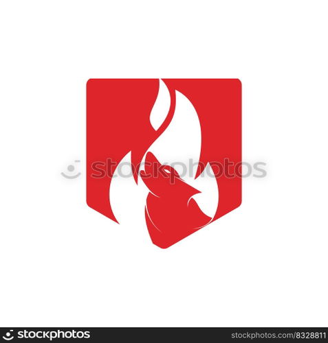 Wolf fire vector logo design template. 