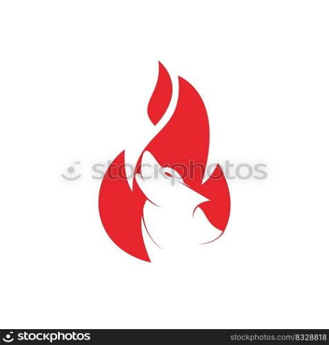 Wolf fire vector logo design template. 