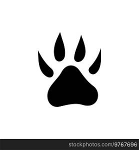 Wolf footsteps on footpath isolated black silhouette. Vector dog or cat, puppy or kitten animal foot print, pet steps, pawprint tracks. Hunting trail of wildlife animal, fox, wolf or bear rescue trace. Fox, wolf animal rescue traces isolated silhouette