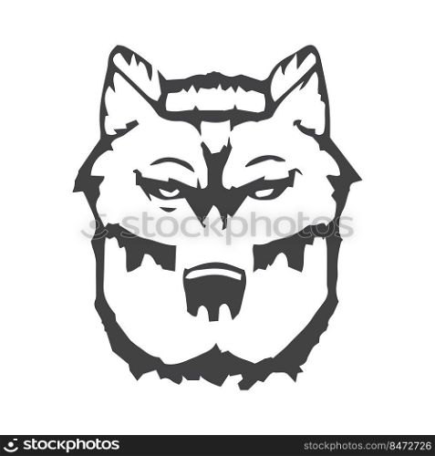 Wolf head emblem for concept design. Isolated vector illustration. Creative design. Template design. Logo design. Danger symbol. Concept art.