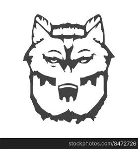 Wolf head emblem for concept design. Isolated vector illustration. Creative design. Template design. Logo design. Danger symbol. Concept art.