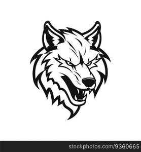 Wolf head icon in black and white vector illustration for mascot