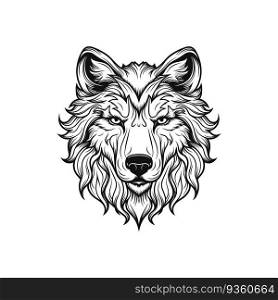 Wolf Head Icon Logo Flat Design Vector. Black Wolf Head