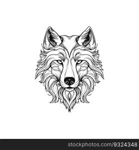Wolf head tattoo. Aggressive wild animal vector illustration