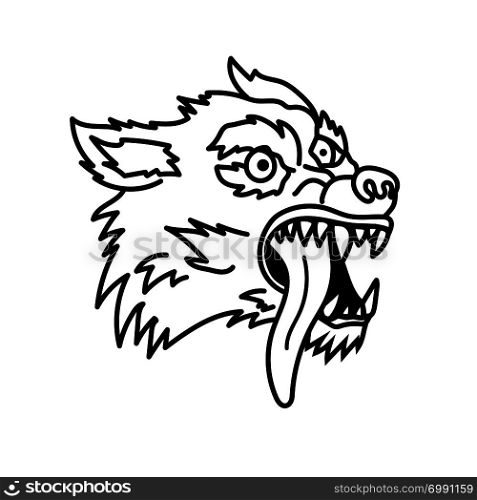 Wolf illustration in line style. Design element for emblem, sign, poster, t shirt. Vector illustration