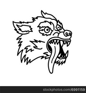 Wolf illustration in line style. Design element for emblem, sign, poster, t shirt. Vector illustration