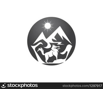 Wolf in mountain logo vector illustration