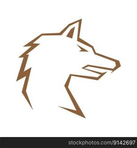 Wolf line art logo design illustration